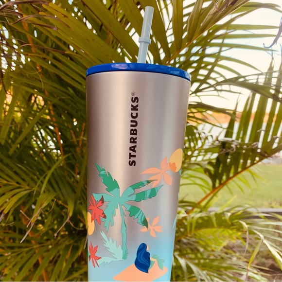Starbuck Beach Stainless Steel Cup Insulated Palm Tree Tumbler Venti 24oz New - Picture 17 of 17